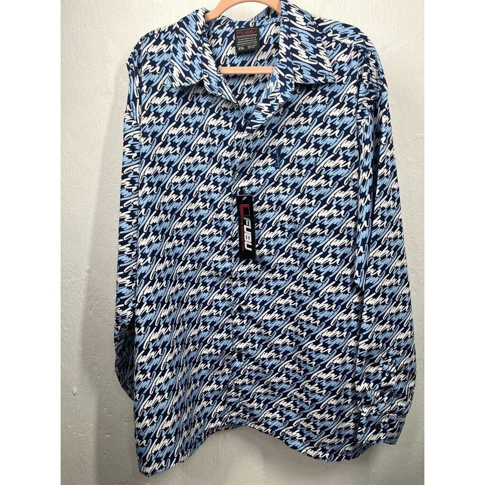 FUBU MENS LONG SLEEVE SIZE XXL FUBU PRINT BUTTON DOWN SHIRT NWT